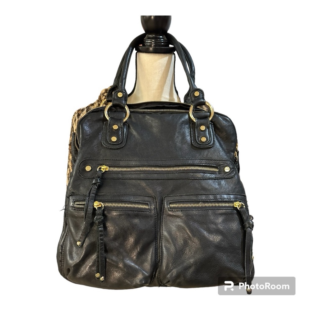 Sabina New York Leather Satchel Shoulder Bag with Gold Hardware